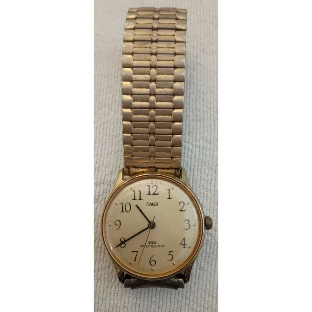 Vintage Timex Easy Reader Manual Wind Watch Speidel Expansion Band 3-Wave 1980s